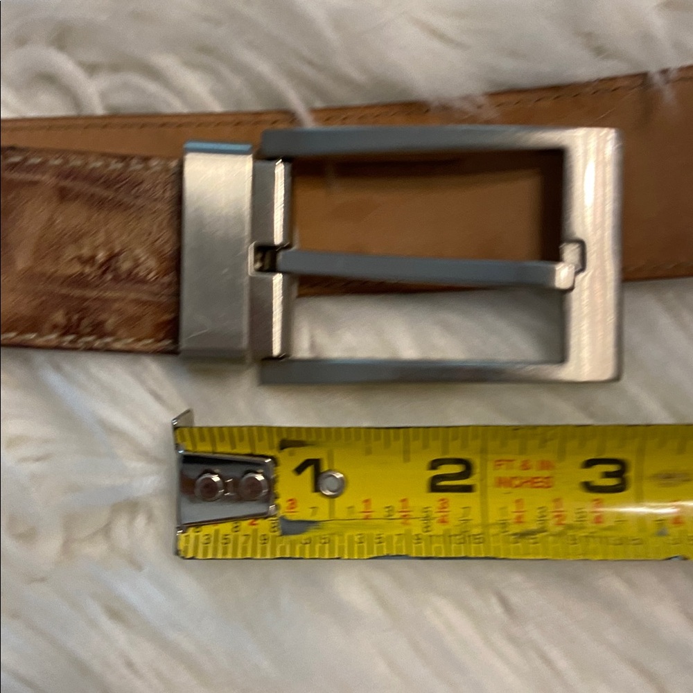 Mauro Cianci Tan Leather Belt with Silver Buckle size 32” length 43” excellent - Picture 5 of 8